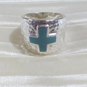 Sterling silver hammered cigar band ring